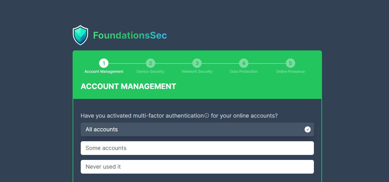 Screenshot of first step of tool